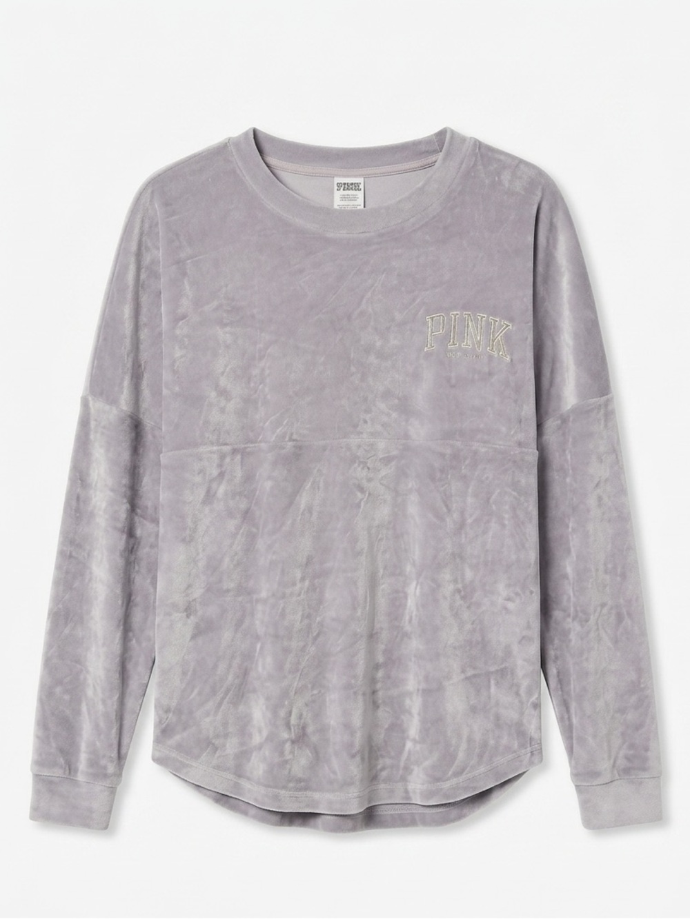 Victoria's Secret PINK Lavender Velour Spirit Jersey Pullover Sweatshirt Size S